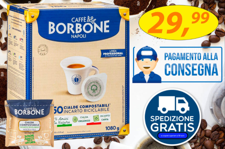 Caffè Borbone 150 Cialde Ese 44 mm Miscela Blu, Cialda Compostabile, Incarto Riciclabile